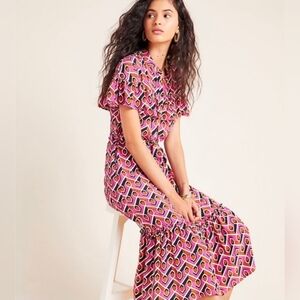 Anthropologie Corey Lynn Calter Annabel Geo Shirtdress Size Small Maximalism
